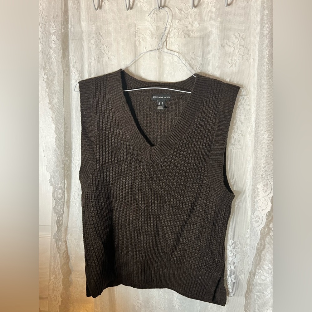 Academia Sweater Vest Brown, Size S, Streetwear Society